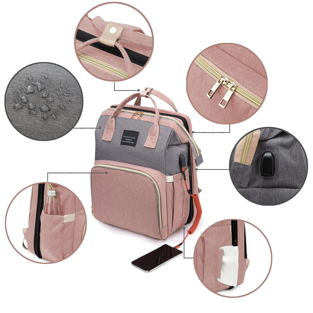 Nuvella Baby – Sempre pronti – Borsa multifunzionale per pannolini con lettino