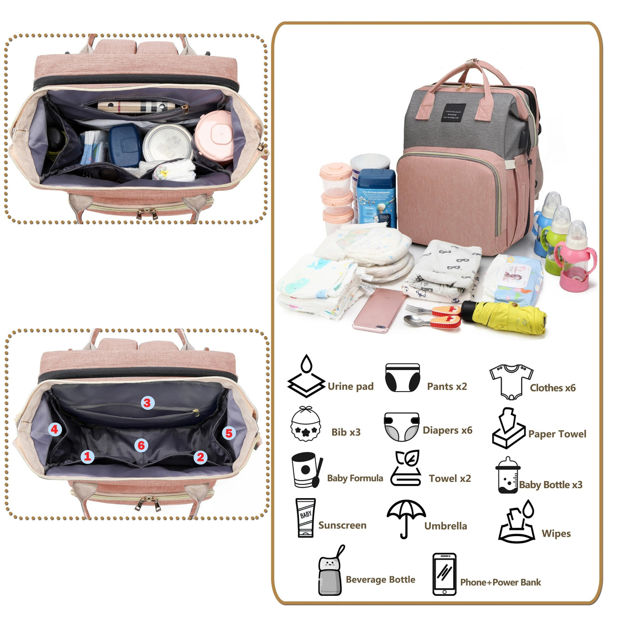 Nuvella Baby – Sempre pronti – Borsa multifunzionale per pannolini con lettino