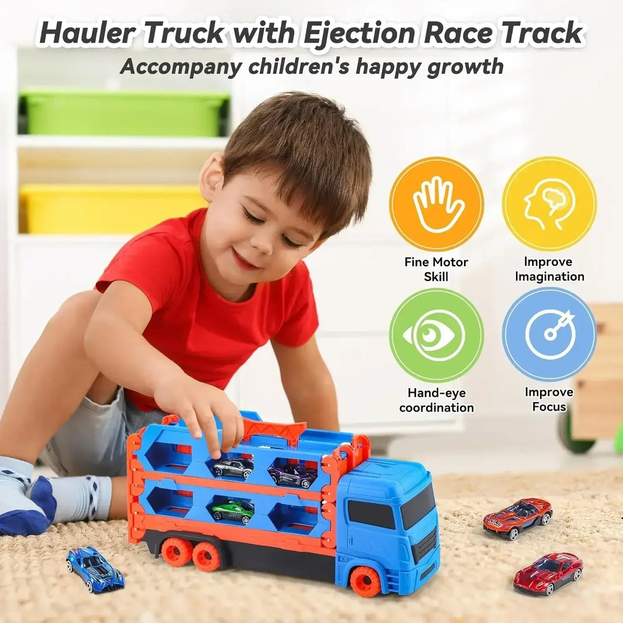 Mega Transporter - Divertimento da corsa 9 in 1 - Camion giocattolo trasformabile