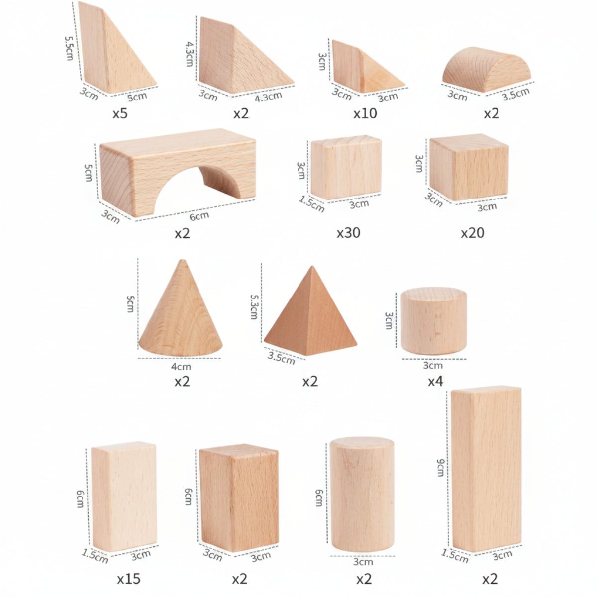 BlockyFun – Creativo ed educativo – Set di blocchi da costruzione in legno da 100 pezzi