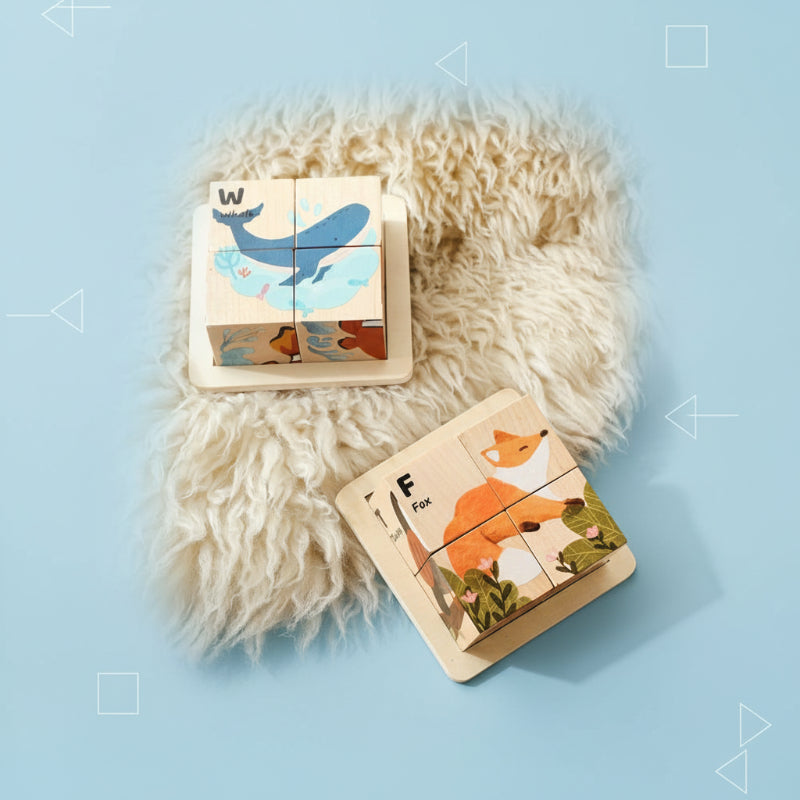 WoodMind – Creativo e didattico – Puzzle in legno 6 in 1 con animali Montessori