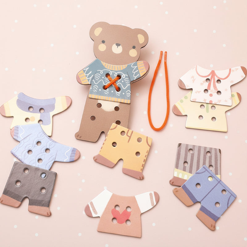 ThreadBear – Carino ed educativo – Giocattolo da infilare Montessori Orso