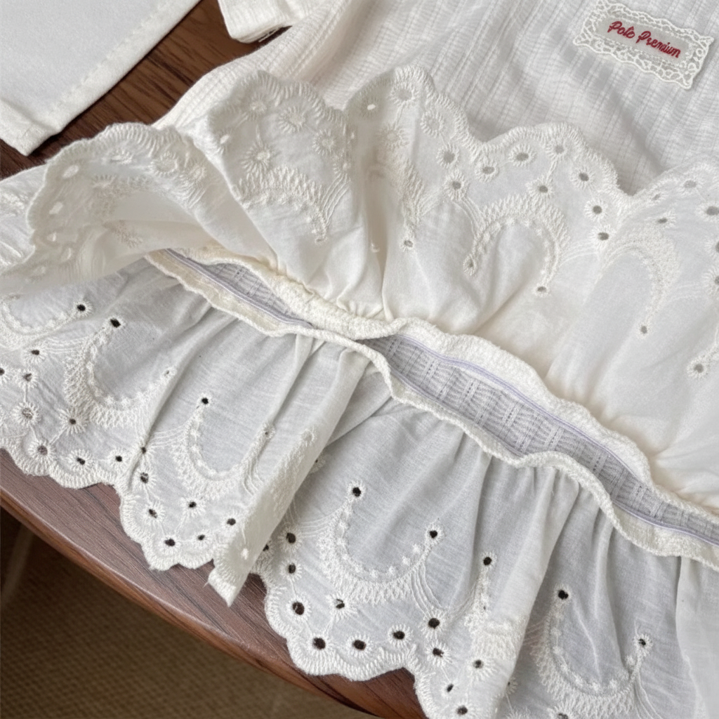 Polo Premium – Morbida e carina – Maglietta con bordo in pizzo