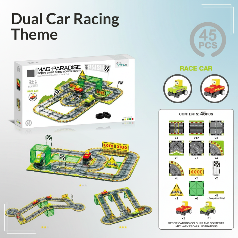 Magnetic Road Blocks – Creativo e istruttivo – Kit di costruzione «Strade magnetiche»