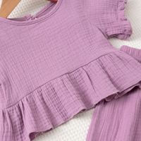 Thumbnail for SoftCharm – Elegante e comodo – Set da bambina con top con volant e pantaloni lunghi