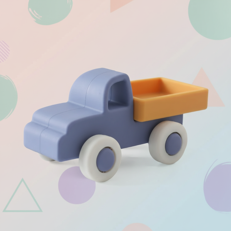 Montessori Silicone Toy Car – Sicuro e adatto alla masticazione – Giocattolo da masticare in silicone a forma di veicolo