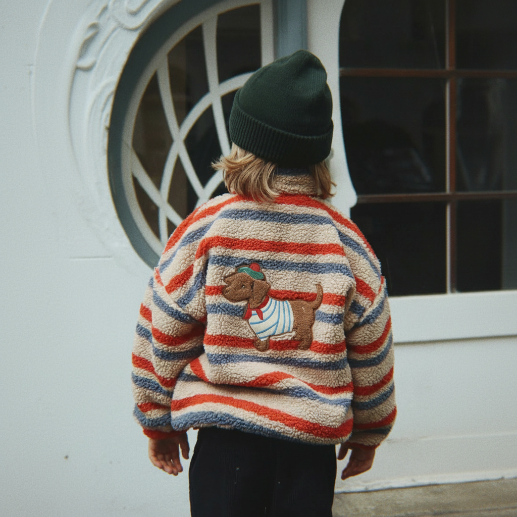 WarmHug – Comoda e alla moda – Giacca in pile per bambini con stampe divertenti