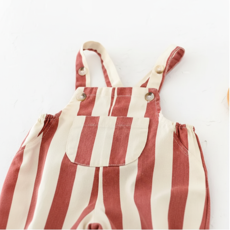 Striped Overall Romper – Morbido e confortevole – Tuta per bambini