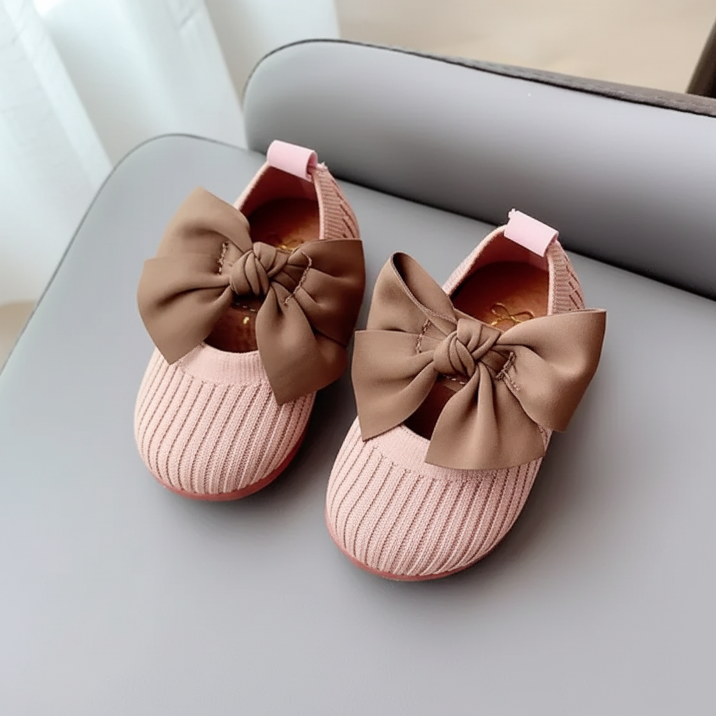 SweetBow – Carino e pratico – Scarpine da neonato lavorate a maglia con fiocco a farfalla