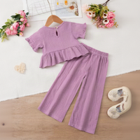 Thumbnail for SoftCharm – Elegante e comodo – Set da bambina con top con volant e pantaloni lunghi