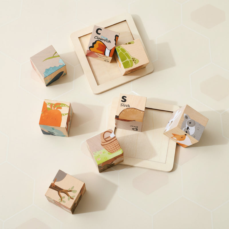 WoodMind – Creativo e didattico – Puzzle in legno 6 in 1 con animali Montessori