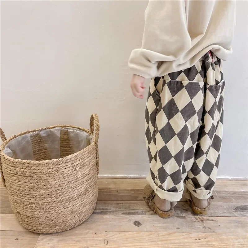 RetroBloom – Comodi e divertenti – Pantaloni per bambini con motivo Argyle