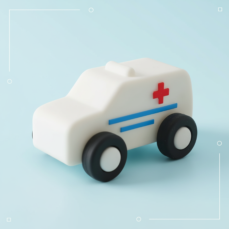Montessori Silicone Toy Car – Sicuro e adatto alla masticazione – Giocattolo da masticare in silicone a forma di veicolo