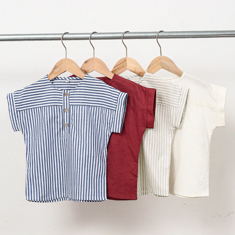 LittleClassic – Elegante e comoda – Camicia da ragazzo in lino con bottoni