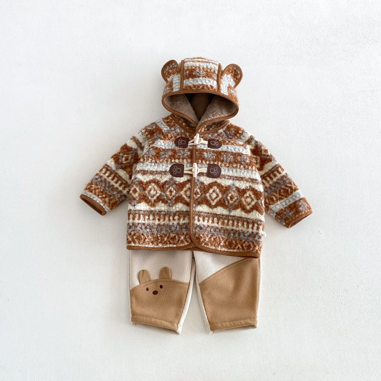 LittleWarm – Accogliente ed elegante – Cappotto invernale con motivo Fair Isle