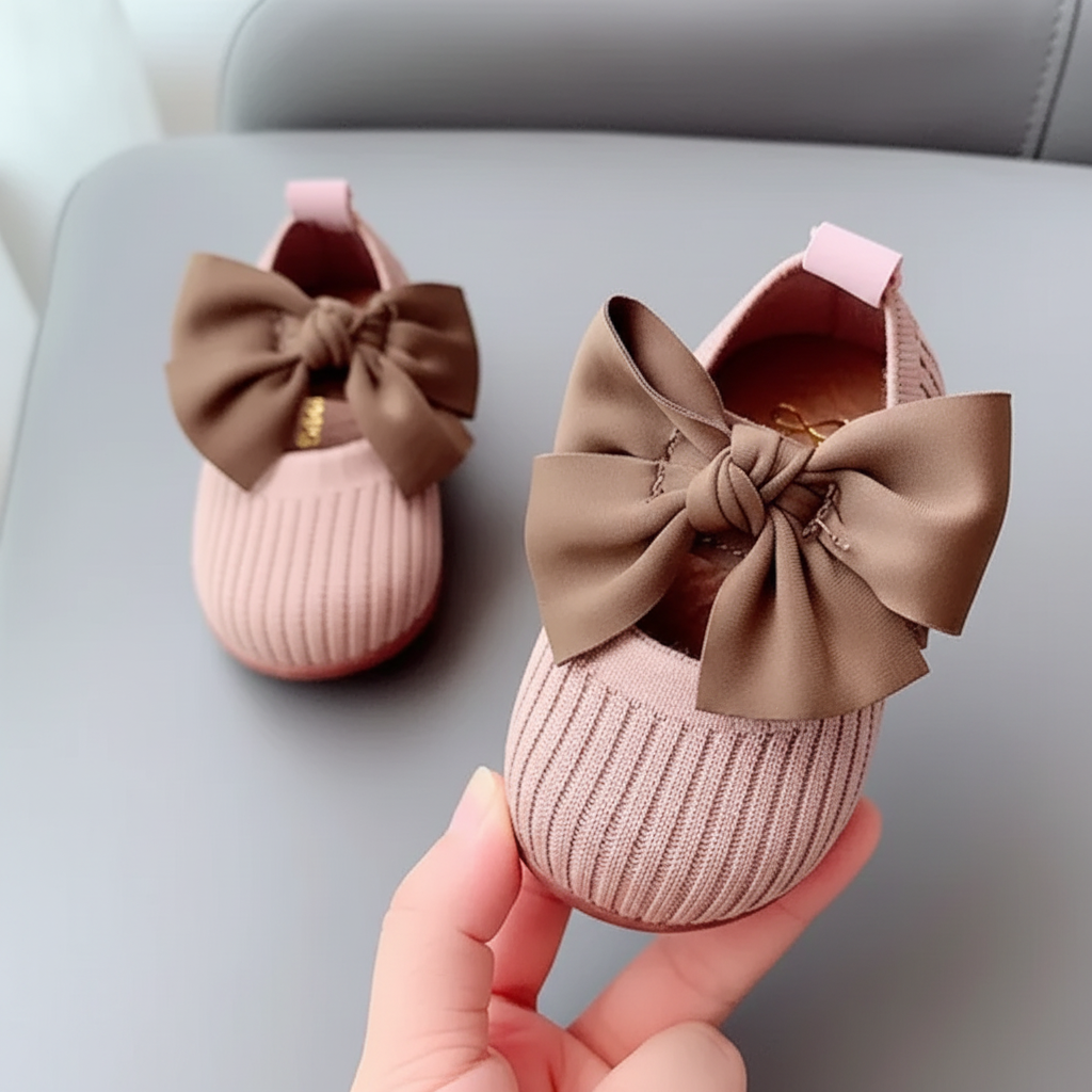 SweetBow – Carino e pratico – Scarpine da neonato lavorate a maglia con fiocco a farfalla