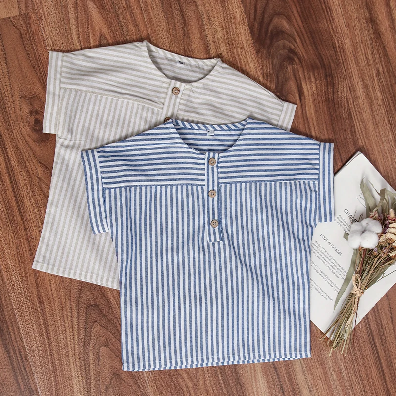 LittleClassic – Elegante e comoda – Camicia da ragazzo in lino con bottoni