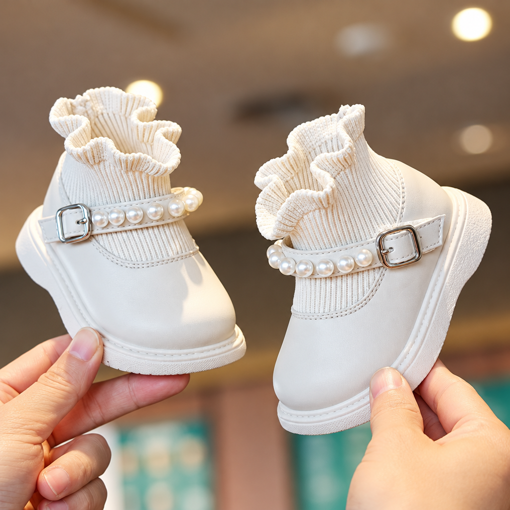 PearlCharm – Eleganti e carini – Stivaletti da bambino con dettagli in perline