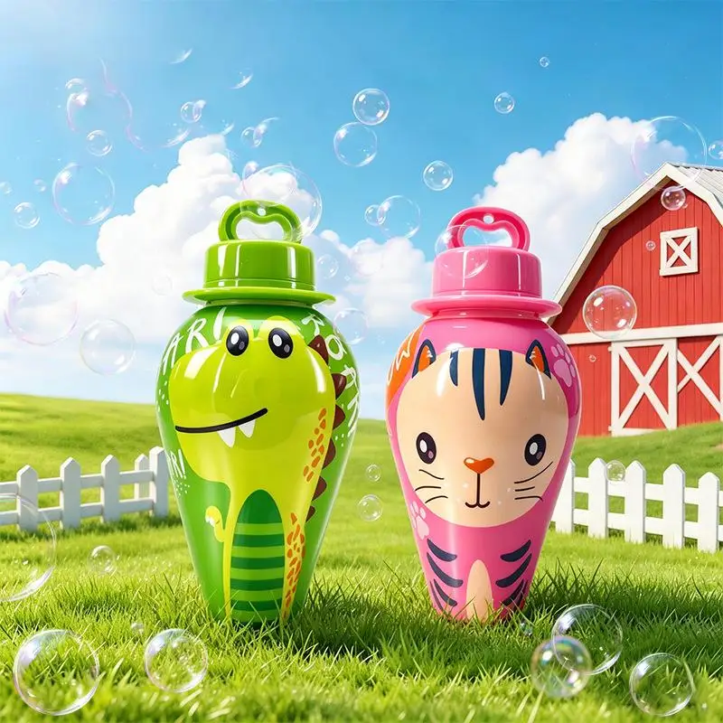BubblePals – Allegro e divertente – Mini macchina per bolle antiversamento con motivi di animaletti