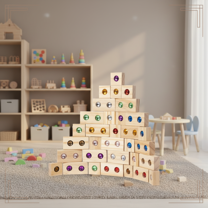 Rainbow Gem Stacking Blocks – Creativo e didattico – Set di blocchi da impilare in legno