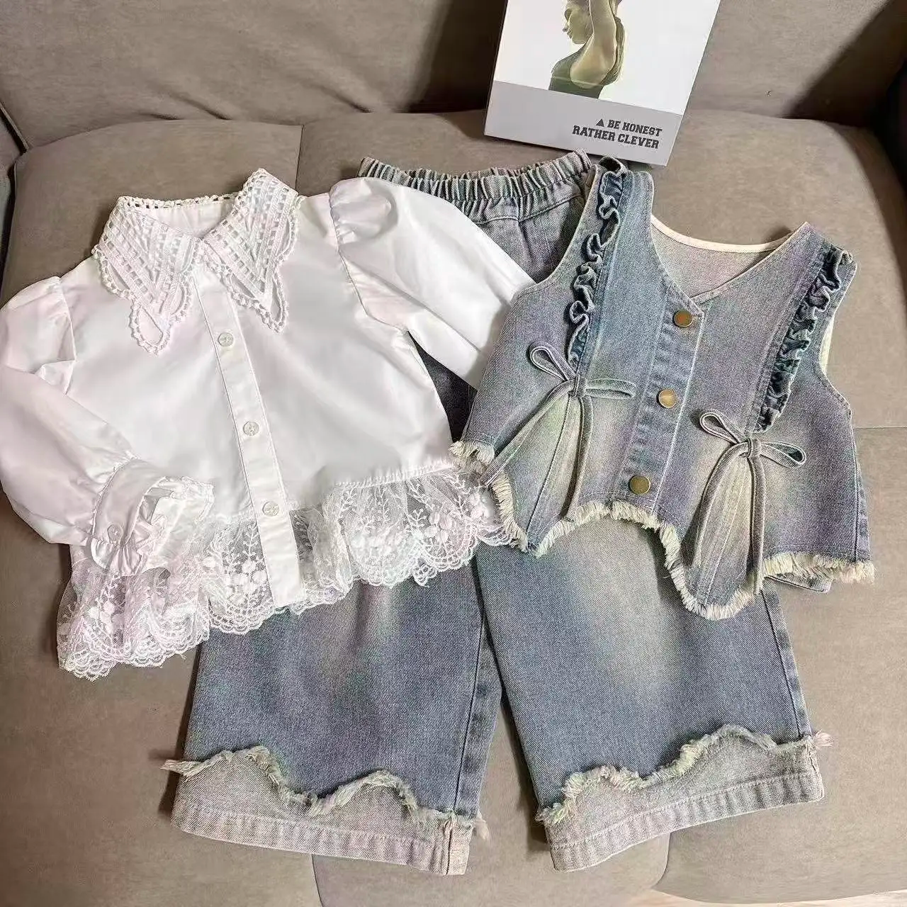 DenimBelle – Alla moda e carino – Set per bambini in 3 pezzi in denim