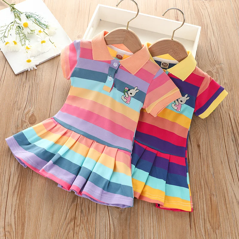 RainbowBabe – Fresco e colorato – Abito polo per bambinas