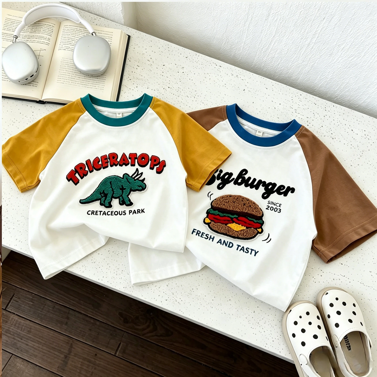 StreetBoy – Grintosa e comoda – Maglietta per bambini con maniche raglan e stampa