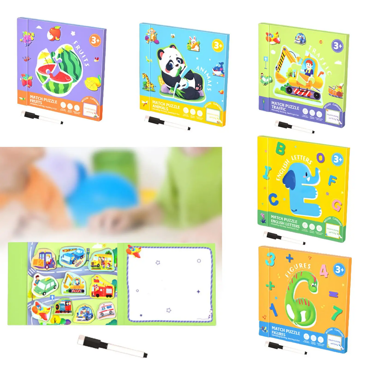 SmartMatch – Divertente e istruttivo – Libro magnetico 2 in 1 con disegni e puzzle
