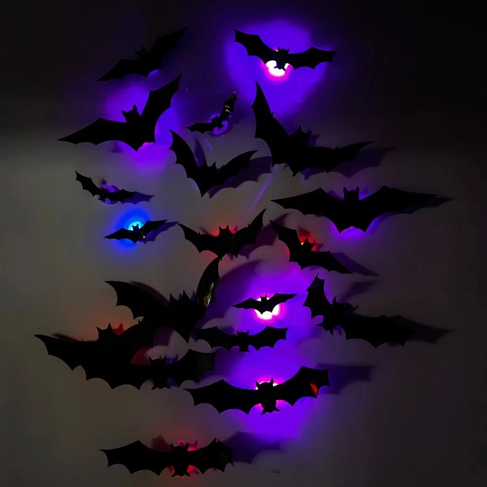 SpookyGlow – Inquietante e suggestivo – Decorazione da parete LED a forma di pipistrello per Halloween