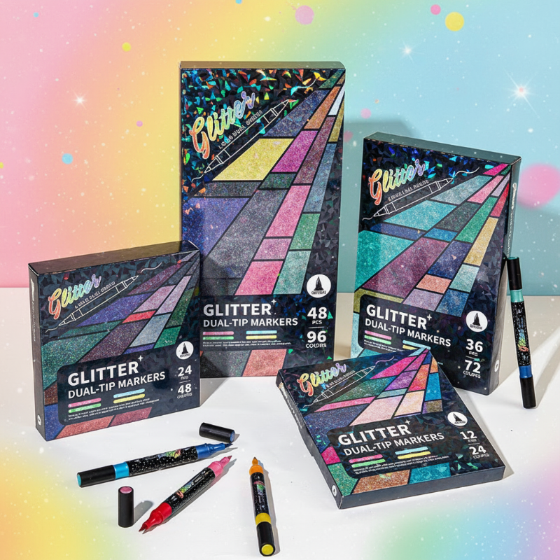 ArtShine – Colorato e brillante – Set di pennarelli glitterati e luminescenti a doppia punta