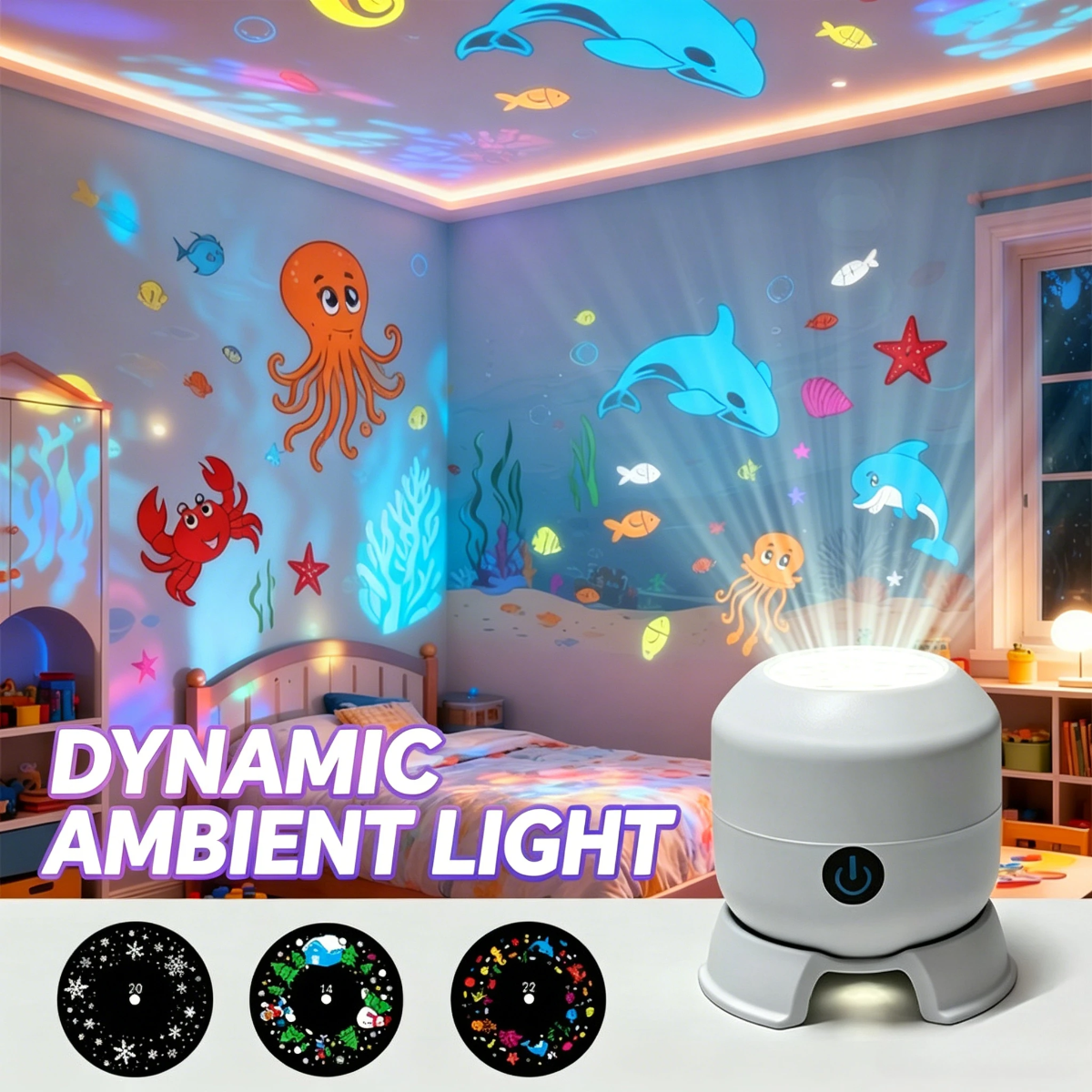 SeaDream – Divertente e istruttiva – Lampada da notte LED girevole a 360°