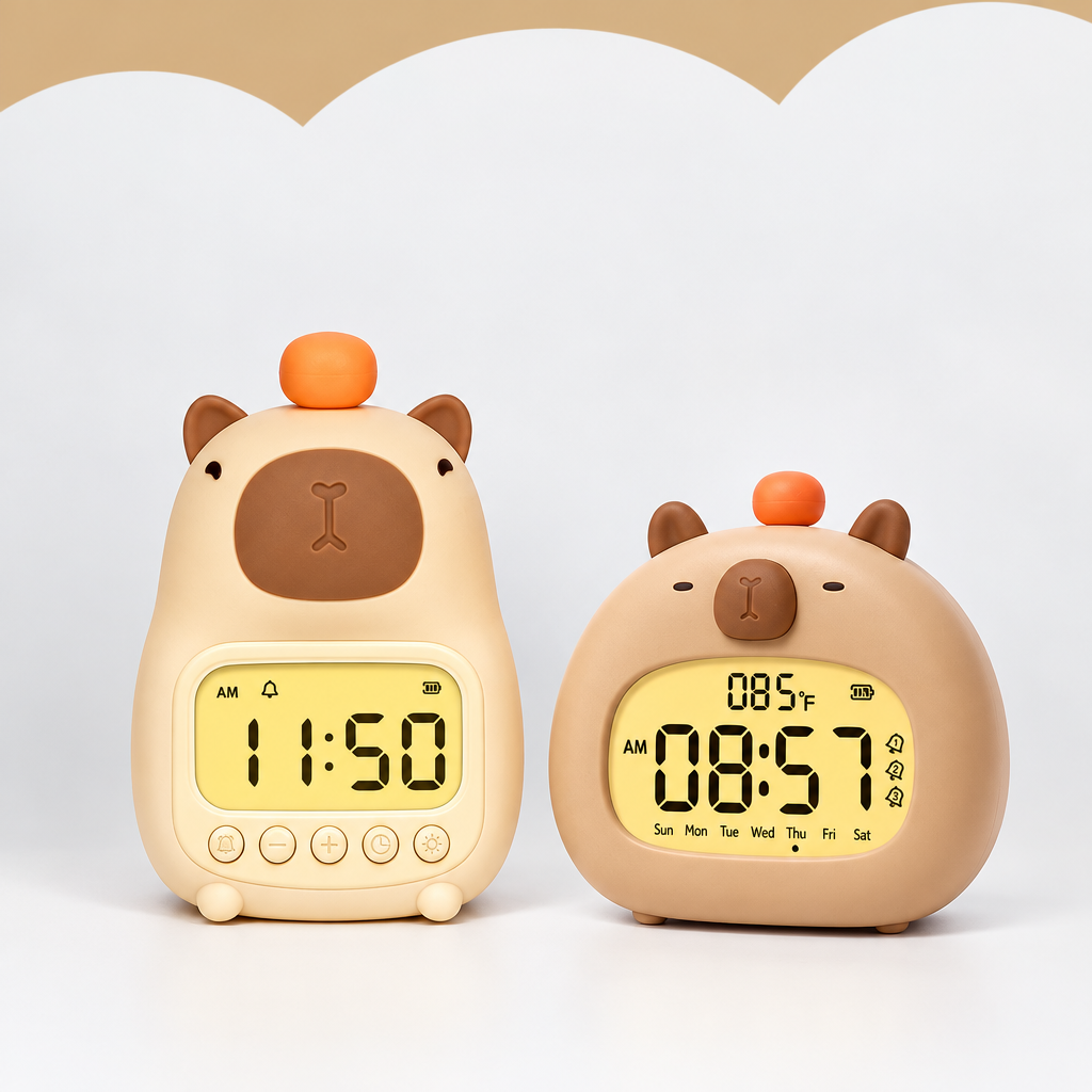 CappyClock – Carino e multifunzionale – Sveglia digitale per bambini con lucina notturna