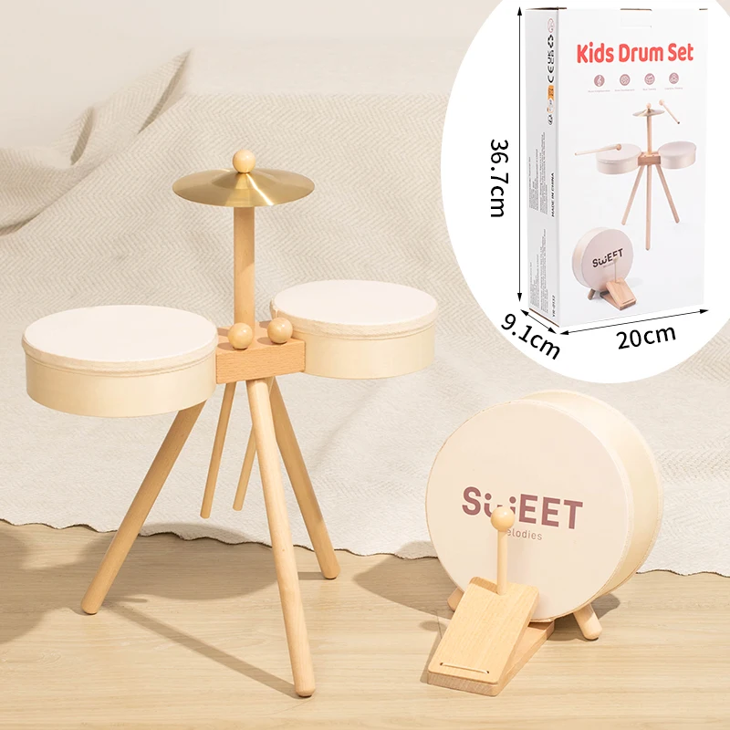 Kids Wooden Drum Toy – Musica e creatività – Set di batteria giocattolo