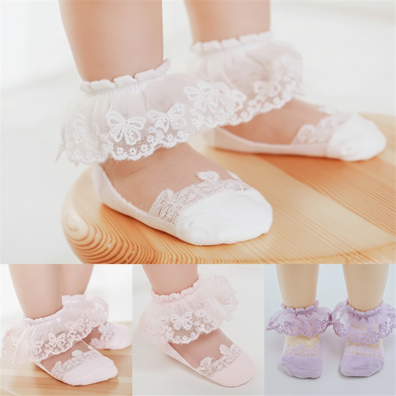 BabyBliss – Comodi e leggeri – Calzini in pizzo per neonati