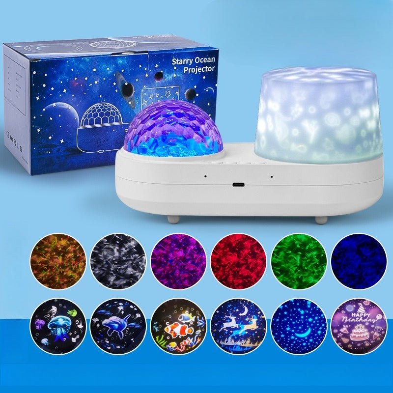 OceanGlow – Rilassante e magica – Lampada da notte con proiezione di cielo stellato