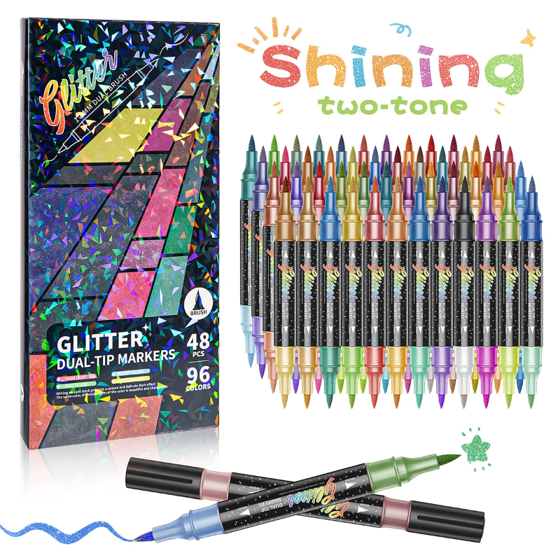 ArtShine – Colorato e brillante – Set di pennarelli glitterati e luminescenti a doppia punta
