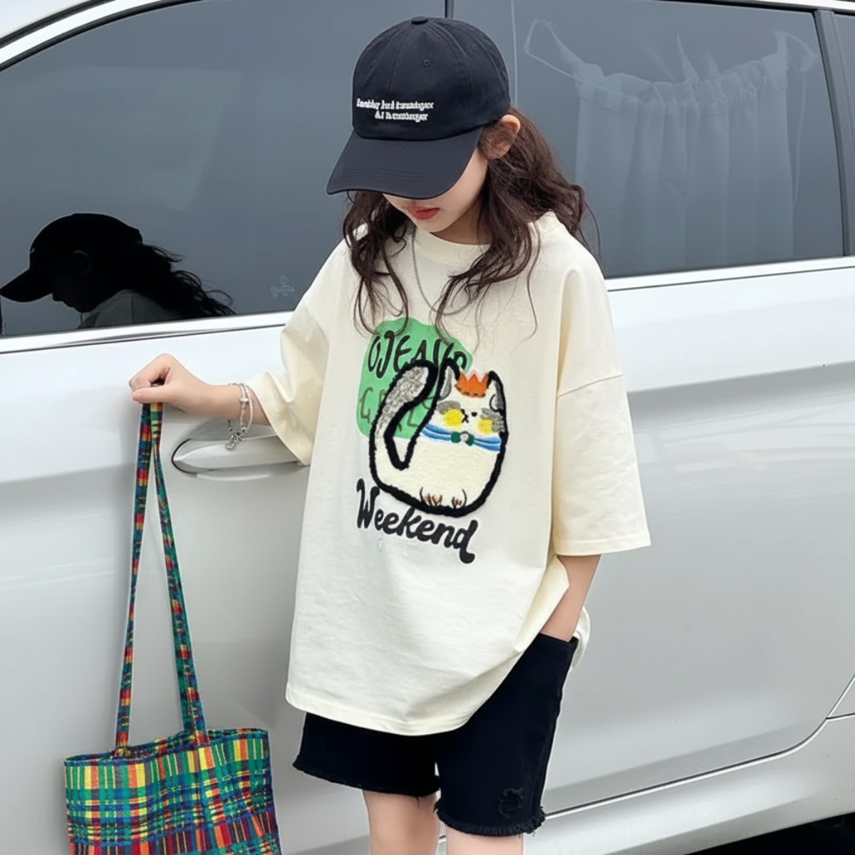 FunPaws – Divertente ed elegante – T-shirt oversize con stampa di gatti