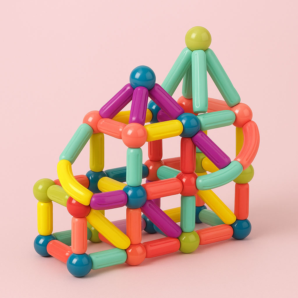 MAGNIKON – Set Di 4 Mattoncini Magnetici A Forma Di Trapezio, Pezzi Di Ricambio, Piccoli, Per Bambini
