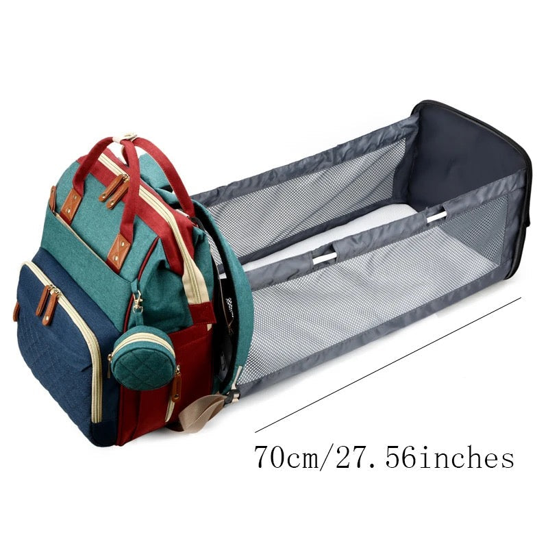 TravelNest – Sempre un posto dove riposare – Borsa per pannolini 2 in 1 con lettino per bambini