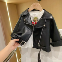 Thumbnail for Girls Leather Jacket – Grintoso ed elegante – Giacca da bambino in pelle