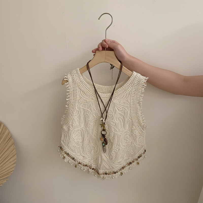 TinyTrends – Boho chic e carino – Top all’uncinetto con gonna a quadri