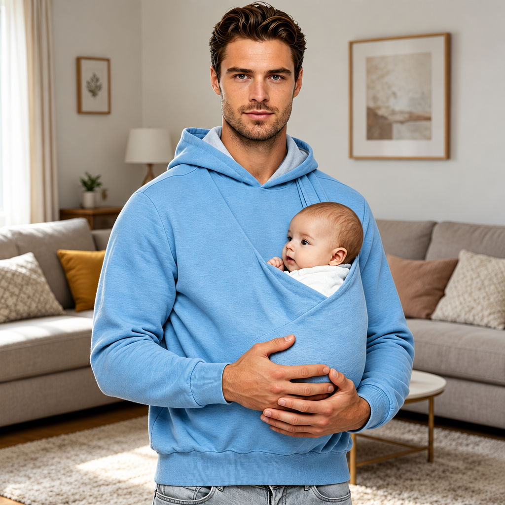 CuddleDad – Comodo e pratico – Felpa con cappuccio da uomo con tasca a marsupio