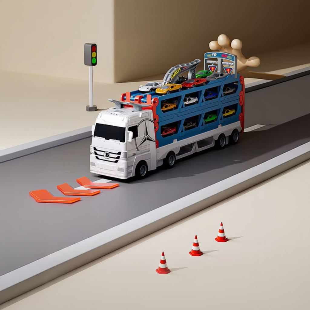 CarHauler – Divertente e avventuroso – Set di gioco con auto da corsa e rimorchio per auto