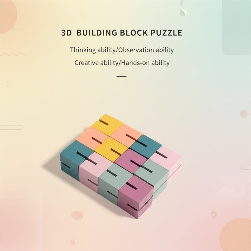 WoodCraft – Stimolante ed educativo – Puzzle con blocchi da costruzione in legno 3D