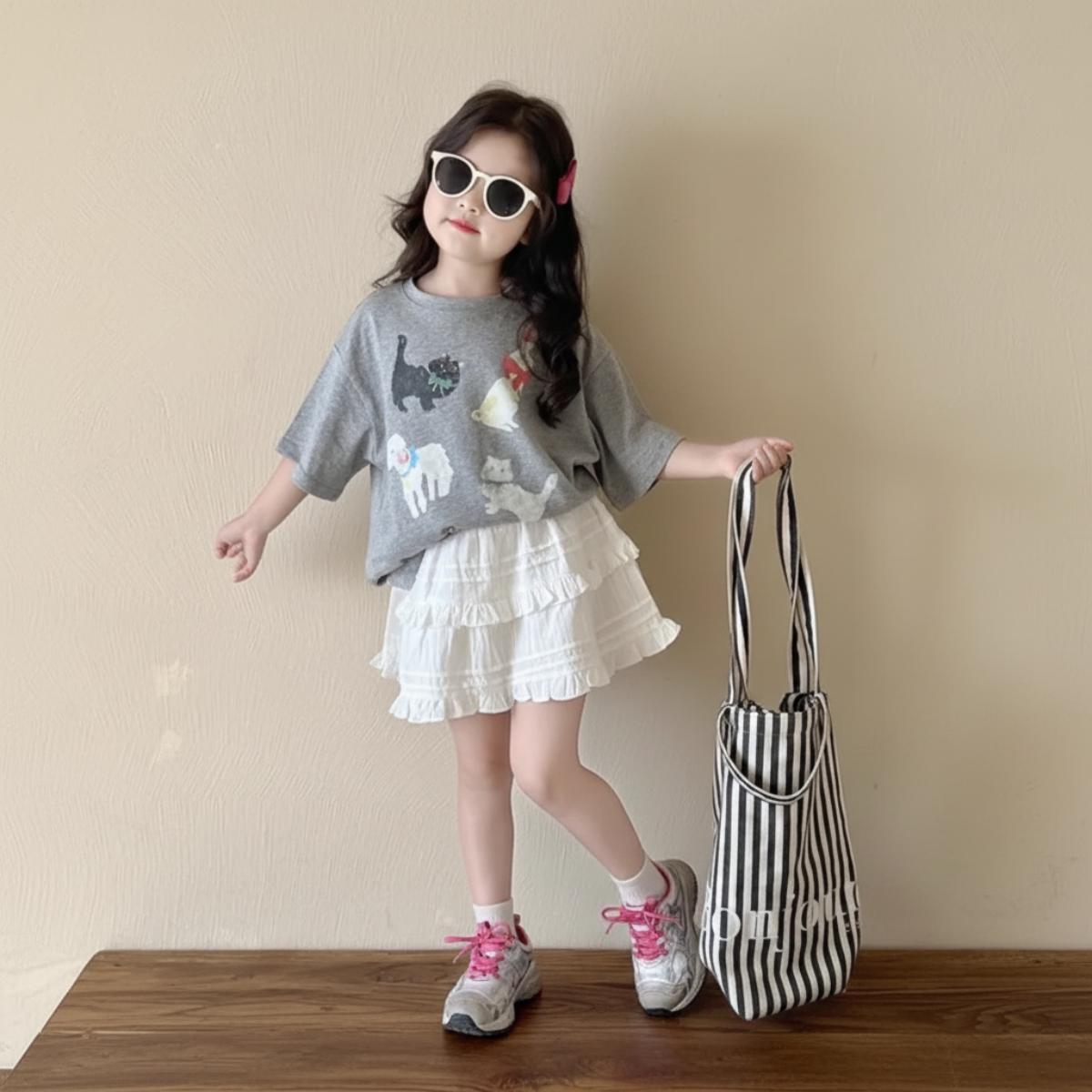 CatFun – Casual e giocoso – Maglietta oversize con stampa gatti