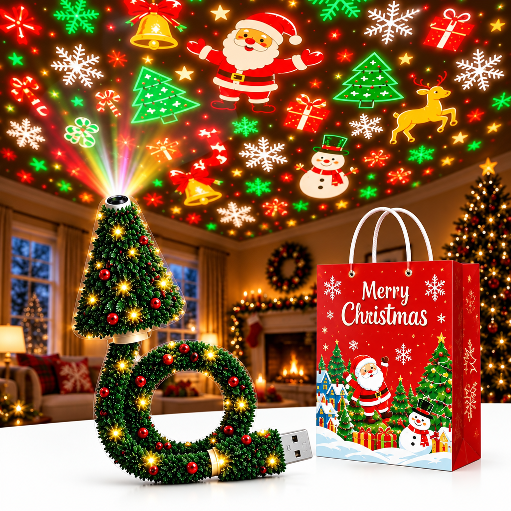 HolidayBeam – Festoso e suggestivo – Proiettore natalizio USB con giochi di luce