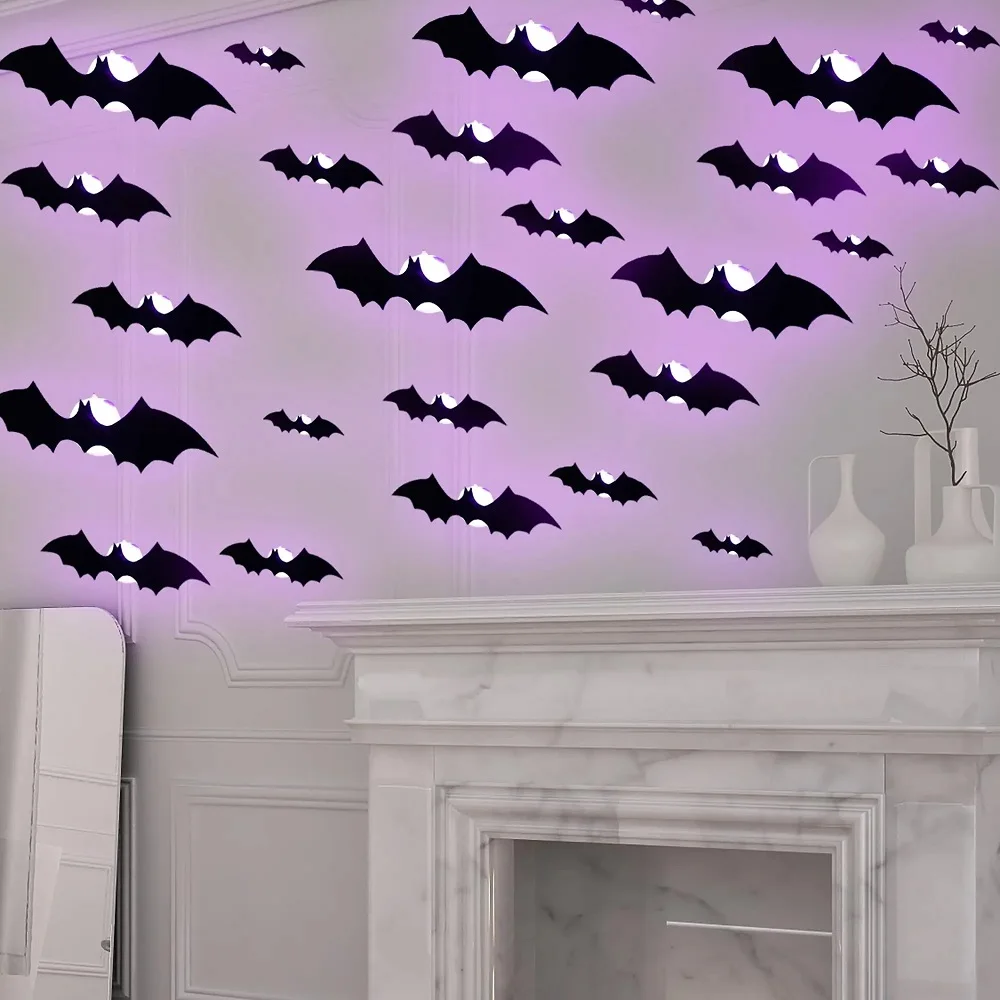 SpookyGlow – Inquietante e suggestivo – Decorazione da parete LED a forma di pipistrello per Halloween