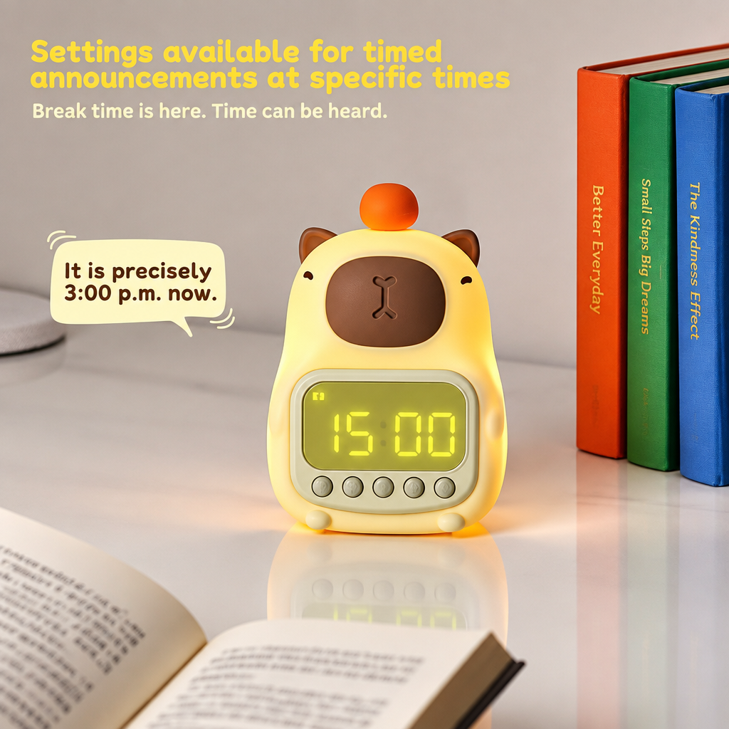 CappyClock – Carino e multifunzionale – Sveglia digitale per bambini con lucina notturna