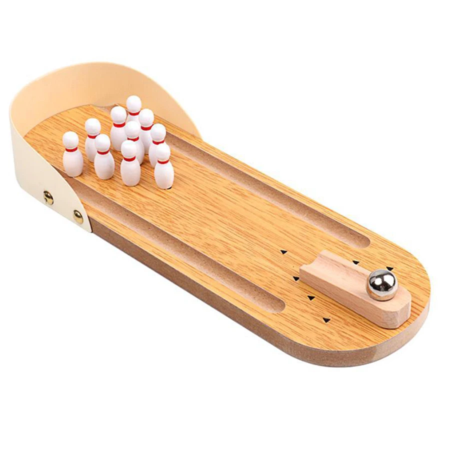 MiniStrike – Divertente e interattivo – Gioco di bowling da tavolo in legno