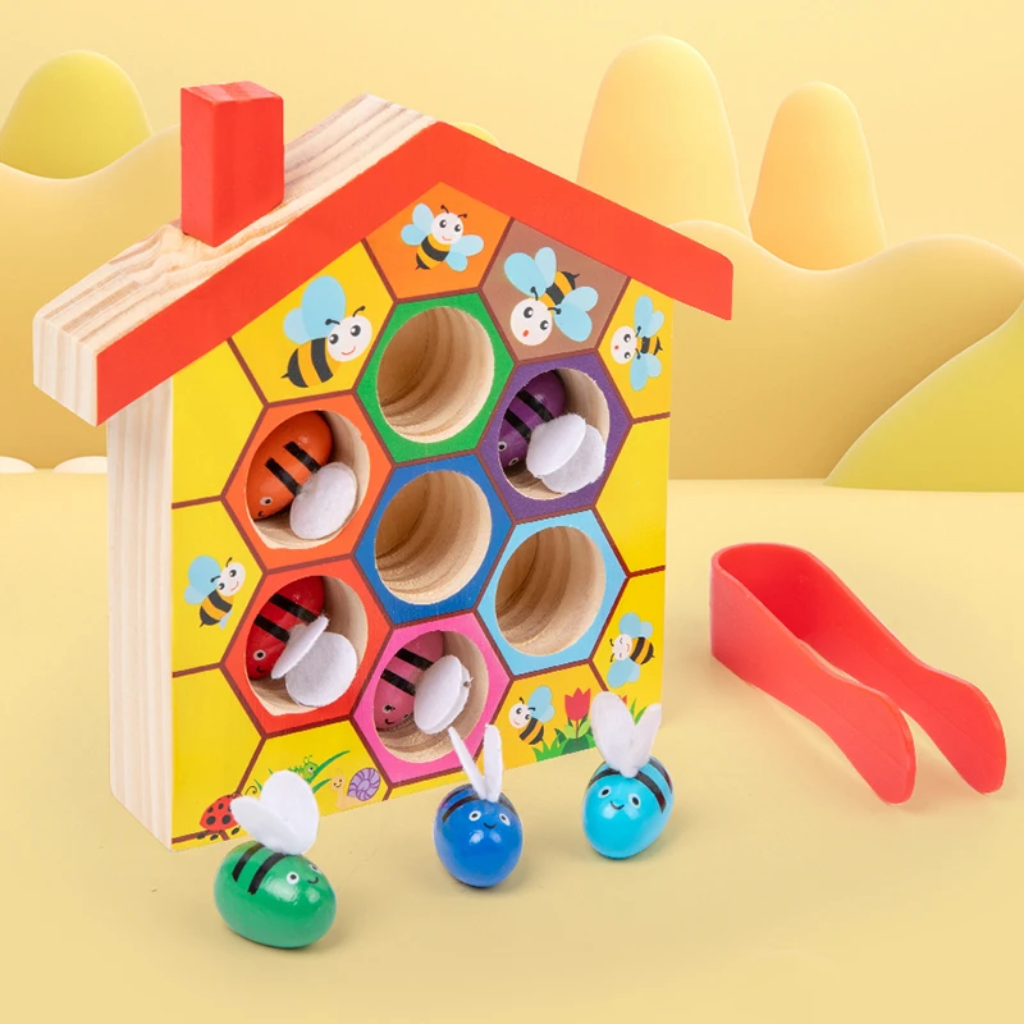 HoneyHive – Montessori & Educativo – Gioco di smistamento delle api in legno